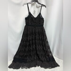 Bardot Black Lace Cami Midi Dress Size 6 Small